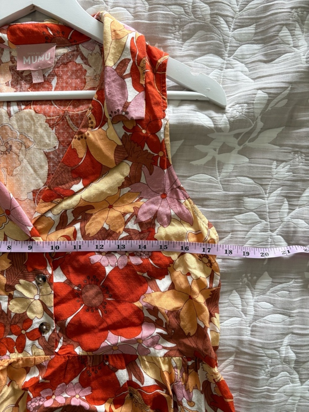 Show Me Your Mumu Orange Pink Cream Floral Tiered Dress - Picture 10 of 11